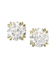 SWAROVSKI Gold Plated & White Round Studs Earrings