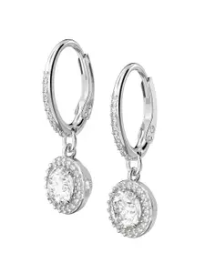 SWAROVSKI Silver-Toned White Crystal-Studded Hoop Earrings