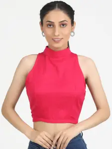 Llajja Women Magenta Solid Pure Cotton Saree Blouse