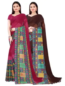Florence Maroon & Brown Pure Georgette Saree