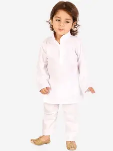 KID1 Boys White Pure Cotton Kurta with Pyjamas