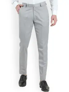 VEI SASTRE Men Grey Smart Slim Fit Trousers