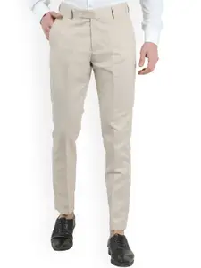 VEI SASTRE Men Cream-Coloured Smart Slim Fit Trousers