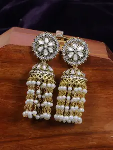 Crunchy Fashion White Contemporary Jhumkas Earrings
