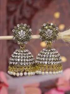 Crunchy Fashion White Contemporary Jhumkas Earrings
