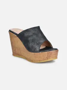 VALIOSAA Black Wedge Peep Toes