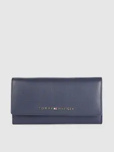 Tommy Hilfiger Women Navy Blue Solid Leather Envelope Wallet