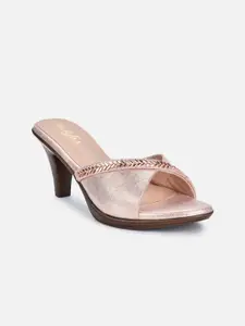 VALIOSAA Rose Gold Ethnic Stiletto Sandals