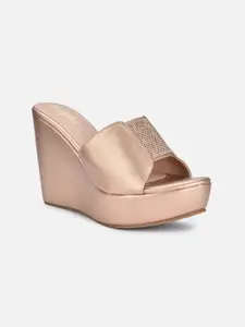 VALIOSAA Rose Gold Party Wedge Sandals
