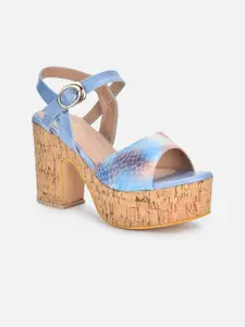 VALIOSAA Blue Platform Sandals with Buckles