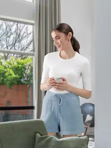 NA-KD Women Blue High-Rise Lounge Shorts