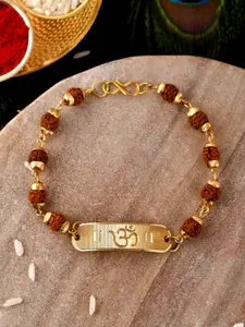 Shoshaa Shoshaa Brown & Gold Toned OM with redraksha beaded bracelet Rakhi