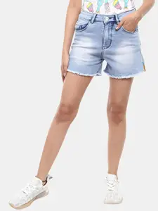 V-Mart Women Blue Washed Denim Shorts