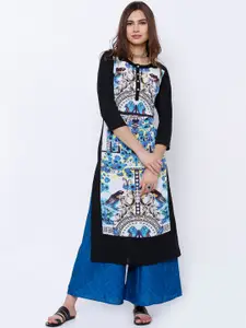 Vishudh Kurtas Women Black Printed Kurta