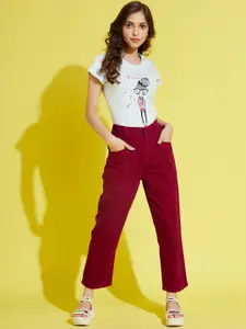 Noh.Voh - SASSAFRAS Kids Noh Voh - SASSAFRAS Kids Girls Burgundy Straight Fit Jeans