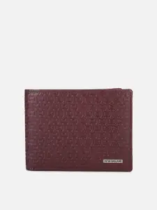 Peter England Men Maroon Textured Leather Two Fold Wallet