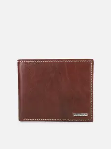 Peter England Men Maroon Textured Leather Two Fold Wallet