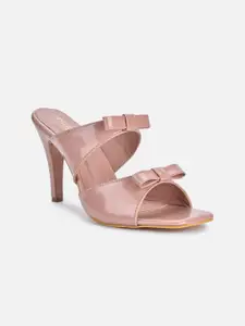 VALIOSAA Pink Stiletto Heels With Bows