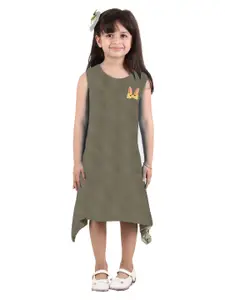 Kids On Board Olive Green A-Line Dress