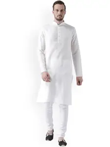 KISAH Men White Thread Work Kurta