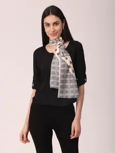 NOTEQUAL Women Brown & Cream-Coloured Printed Scarf