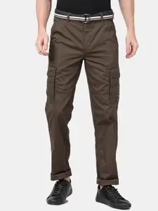 t-base Men Olive Green Easy Wash Cargos Trousers
