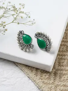 TEEJH Silver-Toned Contemporary Drop Earrings