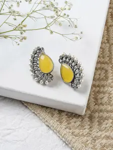 TEEJH Silver-Toned Contemporary Drop Earrings