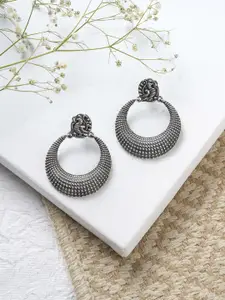 TEEJH Silver-Toned Contemporary Hoop Earrings