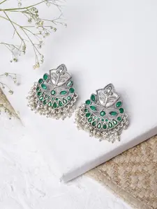 TEEJH Silver-Toned Contemporary Drop Earrings