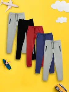 XY Life Boys Pack of 5 Solid Intelliease Combed Cotton Track Pants