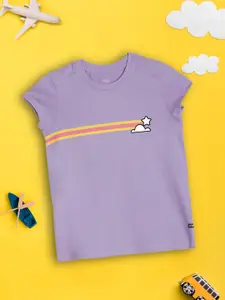 XY Life Girls Violet Playmate Super Combed Cotton T-shirt