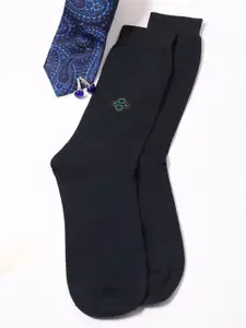 Cantabil Cantabil Men Pack Of 5 Navy Blue Solid  Cotton Calf Length Socks