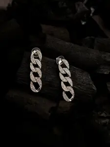 SOHI White Contemporary Studs Earrings