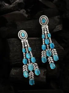 SOHI Blue Contemporary Drop Earrings