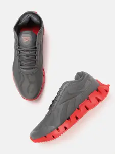 Reebok Men Grey & Red Woven Design Zig Dynamica 3.0 Running Shoes