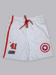 Kids Ville Boys Grey Captain America Printed Pure Cotton Shorts