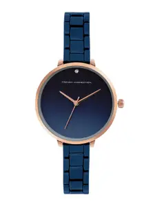 French Connection Women Blue Dial & Blue Stainless Steel Bracelet Style Straps Analogue Watch FCS001E