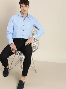 encore by INVICTUS Men Blue Printed Easy Iron Semiformal Shirt