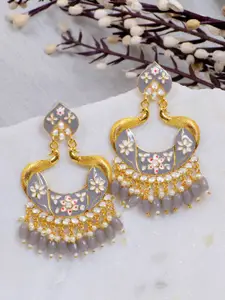 Crunchy Fashion Grey Contemporary Chandbalis Earrings