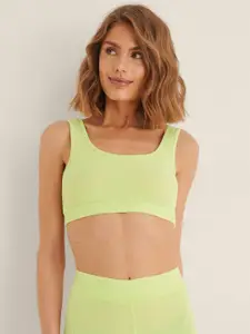 NA-KD Women Yellow Solid Crop Top