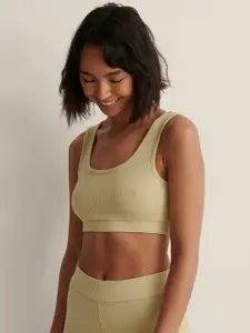 NA-KD Olive Green Solid Tank Crop Top
