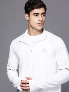 ADIDAS Men White Everyday Run Half-Zip Solid Sweatshirt