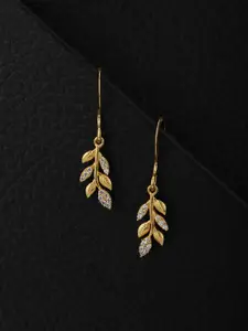 Carlton London Gold-Plated Leaf Shaped Drop Earrings