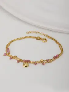Carlton London Women Pink Gold-Plated Tourmaline Multistrand Bracelet