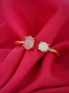 Carlton London Pink Gold-Plated Beaded Adjustable Ring