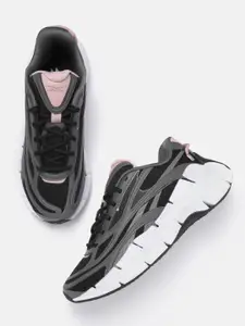 Reebok Women Black Grey Woven Design Zig Kinetica 2.5 Running Shoes