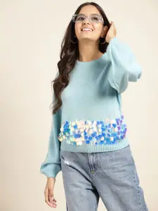 Sangria Girls Pullover with Embellished Detail