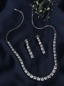 AccessHer Silver-Plated AD-Studded Necklace Set