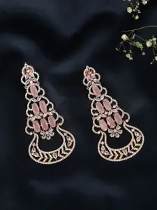 AccessHer Rose Gold Diamond Shaped Drop Earrings